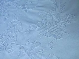 Juego de cama antiguo bordado algodón