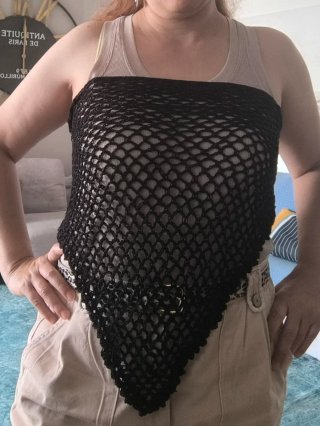 Chal/Pareo Negro Brillo Multiusos crochet