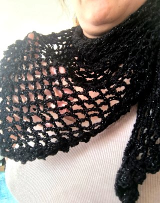 Chal/Pareo Negro Brillo Multiusos crochet
