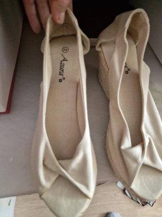 2 Pares Zapatillas esparto cuña talla 40 beige/neg