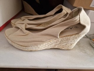 2 Pares Zapatillas esparto cuña talla 40 beige/neg