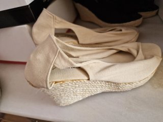 2 Pares Zapatillas esparto cuña talla 40 beige/neg