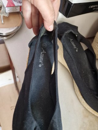 2 Pares Zapatillas esparto cuña talla 40 beige/neg