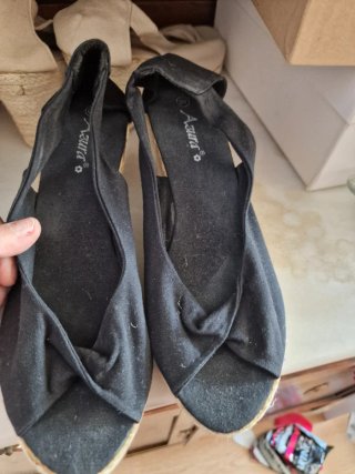 2 Pares Zapatillas esparto cuña talla 40 beige/neg