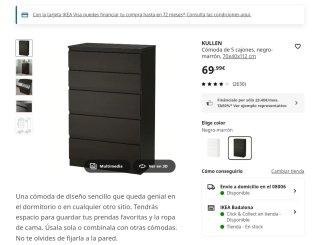 Cómoda alta Ikea negra