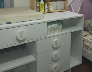 Cambiador Bebe Blanco. Madera maciza