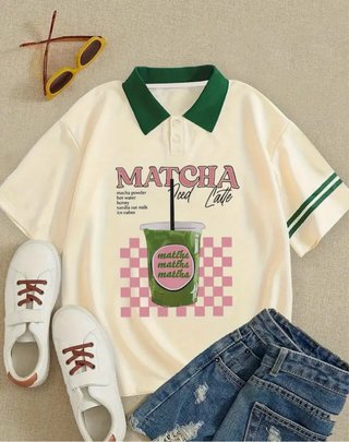 Remera Matcha Iced Latte Beige y Verde