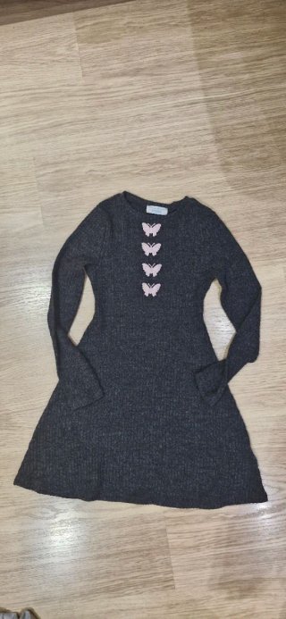 Vestido de invierno canalé con mariposas