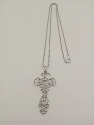 Collana vintage argento 925 croce barocco Filigran