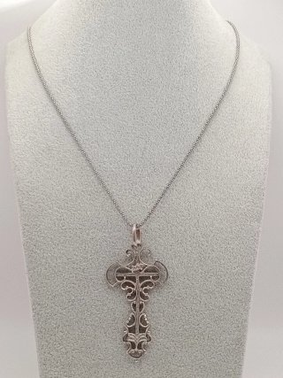 Collana vintage argento 925 croce barocco Filigran