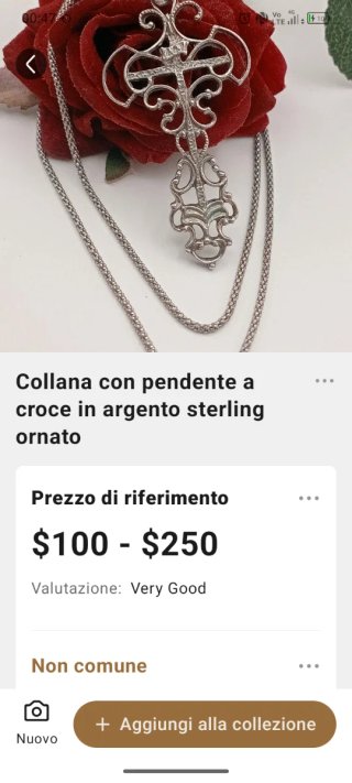 Collana vintage argento 925 croce barocco Filigran