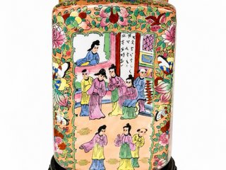 Coppia di lampade cinesi Canton Familie Rose