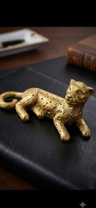 Statuetta pantera dorata