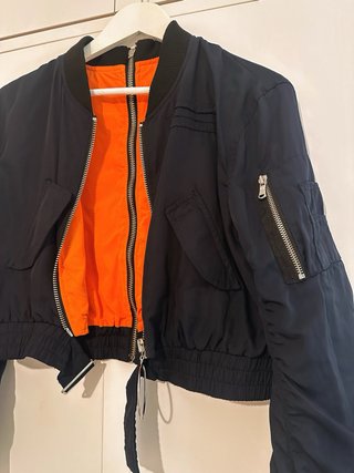 Giubbotto Bomber Crop Blu Arancione