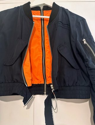 Giubbotto Bomber Crop Blu Arancione