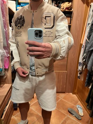 Giacchetta Varsity Off White x AC Milan Beige