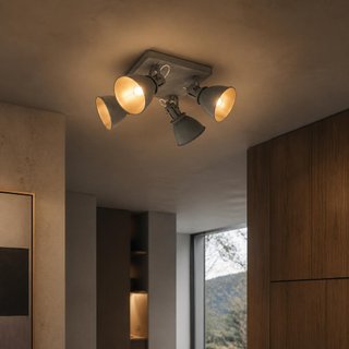 Plafón Techo Industrial 4 Focos LED E14 Orientable
