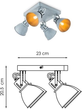 Plafón Techo Industrial 4 Focos LED E14 Orientable