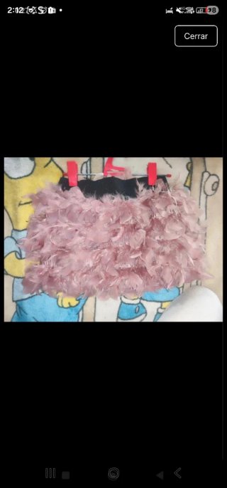 Falda fiesta plumas rosa viejo