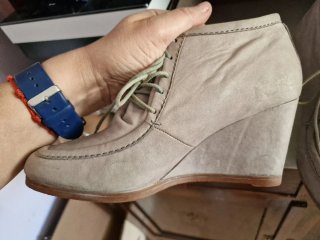 Botines tacón plataforma beige talla 40