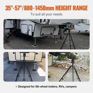 Estabilizador de Trípode para Quinto Rueda, Estabilizador de Quinto Rueda de Capacidad de Carga de 5000 LBS, Estabilizador de Gooseneck RV de Altura Ajustable de 35"-57", Gato de Trípode para Trai...