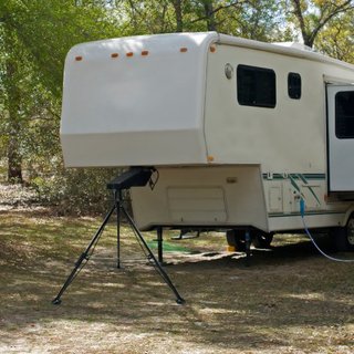 Estabilizador de Trípode para Quinto Rueda, Estabilizador de Quinto Rueda de Capacidad de Carga de 5000 LBS, Estabilizador de Gooseneck RV de Altura Ajustable de 35"-57", Gato de Trípode para Trai...
