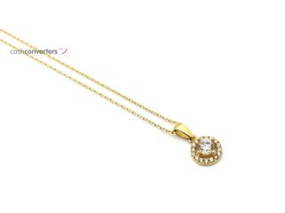 gargantilla oro 18k con piedra con circonita 22cm