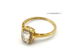 sortija oro 18k con piedra con circonita