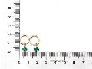 pendientes oro 18k con piedra con malaquita,onix