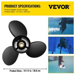 Hélice de fueraborda, Reemplazo para OEM 3817468, Hélice de barco de aluminio de 3 palas 14.5" x 19" de paso, Compatible con Volvo Penta SX Drive Todos los Modelos, con 19 dientes de engranaje, RH