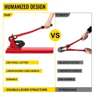 24" Banco Tipo Herramienta Manual de Crimpado, Capacidad de Corte 3/8" Cortador de Pernos Banco Tipo, Dureza 35-45HRC Herramienta de Crimpado Banco Cable de Cuerda, Máquina de Crimpado Roja para C...
