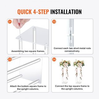 10PCS Supporto Fiori Matrimonio Alto 60 cm, Con Laminato Acrilico, Colonne Vaso Acrilico Geometrico, Supporti Esposizione Fiori Eventi T-Stage, Ricezione, Decorazione