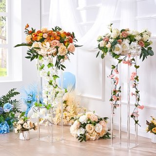 10PCS Supporto Fiori Matrimonio Alto 60 cm, Con Laminato Acrilico, Colonne Vaso Acrilico Geometrico, Supporti Esposizione Fiori Eventi T-Stage, Ricezione, Decorazione