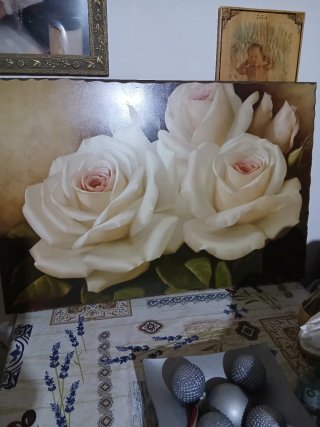 Cuadro de rosas blancas y rosas