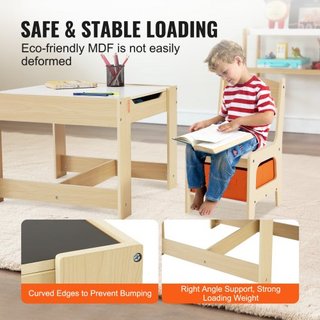 Conjunto de Mesa y Sillas para Niños, Mesa de Actividades de Madera con Espacio de Almacenamiento y Cajas, Mesa de Juego para Niños Pequeños para Arte, Manualidades, Lectura, Aprendizaje