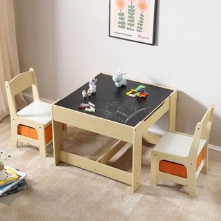 Conjunto de Mesa y Sillas para Niños, Mesa de Actividades de Madera con Espacio de Almacenamiento y Cajas, Mesa de Juego para Niños Pequeños para Arte, Manualidades, Lectura, Aprendizaje