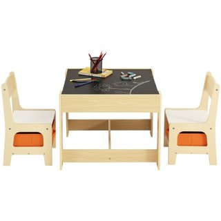 Conjunto de Mesa y Sillas para Niños, Mesa de Actividades de Madera con Espacio de Almacenamiento y Cajas, Mesa de Juego para Niños Pequeños para Arte, Manualidades, Lectura, Aprendizaje