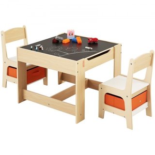 Conjunto de Mesa y Sillas para Niños, Mesa de Actividades de Madera con Espacio de Almacenamiento y Cajas, Mesa de Juego para Niños Pequeños para Arte, Manualidades, Lectura, Aprendizaje