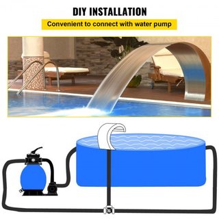 Fuente de Cascada para Piscina Fuente de Acero Inoxidable 15.4" x 7.9" x 1.5" Fuentes de Piscina Plateadas para Piscinas de Suelo Jardín Cascadas al Aire Libre Característica de Agua de Estanque
