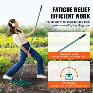 Rastrillo Nivelador de Césped, Herramienta de Nivelación de Césped de 30"x10", Nivelador de Césped de Alta Resistencia con Mango Extendido de Acero de 78", Rastrillo Nivelador para Jardín, Césped ...