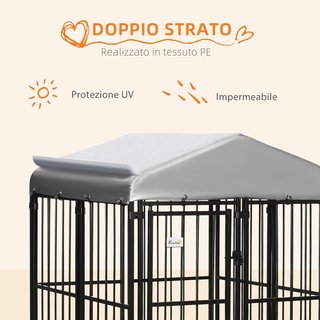 Recinto para Perros de Tamaño Pequeño y Mediano, Caseta para Perros y Gallinas con Techo, 122X122X138Cm