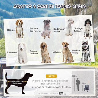 Remolque de Bicicleta para Perros de Tamaño Mediano con Ventanas Laterales y Bandera, Remolque para Bicicleta de Acero y Tela Oxford, 130X73X90 Cm
