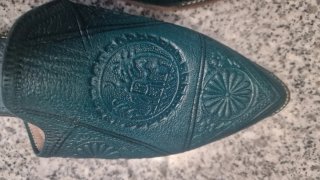 Babuchas marroquíes de cuero verde azulado