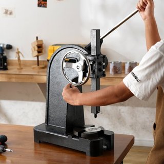 Prensa Arbor, Prensa Arbor de 3 Toneladas Tipo de Trinquete, Prensa Arbor de Palanca de Trinquete con Rueda de Mano, Altura Máxima de 12.2", Prensa de Perforación Manual de Hierro Fundido de Escri...