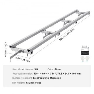 Sistema de Guía de Molino de Riel 2.74 m Guía de Riel de Fresadora de Cadena 4 Kits de Barra Cruzada