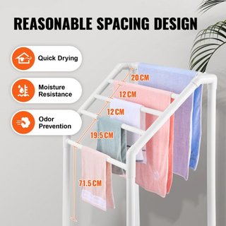 Soporte para Toallas, Soporte de Toallas de PVC para Exterior con 5 Barras, Soporte de Toallas de Piscina Independiente con Clips, Bolsa y Gancho, Organizador de Secado de Colchas para Interior y ...