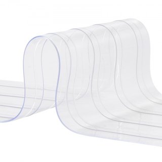 Cortina de tiras, 100' de longitud x 12" de ancho x 0.12" de grosor, cortina de tiras de PVC ribeteado claro, rollo a granel de puerta de tiras de plástico para el umbral de supermercado, garaje, ...