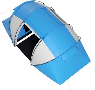 Tienda De Camping 4 Personas Con 2 Zonas De Noche Y Bolsa De Transporte, 430×240×170 Cm, Blanco Y Azul