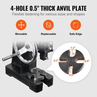 Prensa Arbor, Manual de 1 Tonelada con Rueda de Mano, Altura Máxima de 5.9", Construcción de Hierro Fundido Duradero, Prensa Manual de Escritorio para Tareas de Estampado, Doblado, Estiramiento, F...