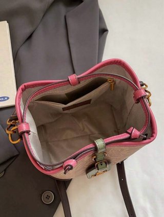 Bolso cubo CAROL relieve beige/marrón
